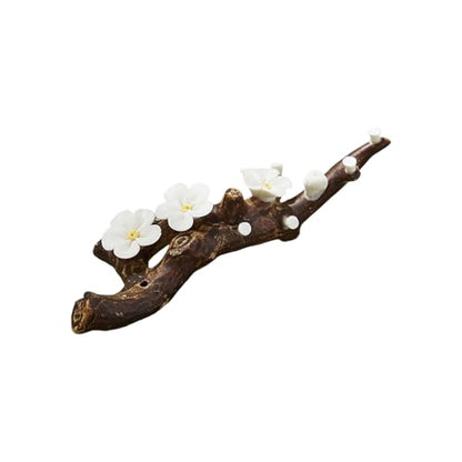 Ceramic Brush Holder Flower Brush Pen Rest Paperweight for Handwritting Practice Inks Painting - color: White Plum Blossom Pen Holder, size: 16*9*4CM