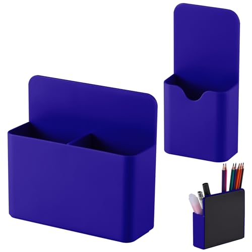 KITANIS Magnetic Pen Holder,2 Pack Magnetic Dry Erase Marker Holder with Generous Compartments,Strong Magnet Storage Marker Pen Pencil Organizer for Refrigerator,Whiteboard,Locker Accessories - color: Dark Blue