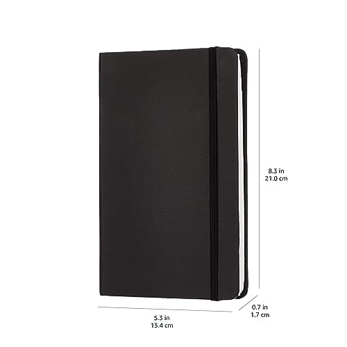 Amazon Basics Classic Blank Notebook, Hardcover, 240 Pages, 5" x 8.25", Black - size: 1 Pack, style: Unruled