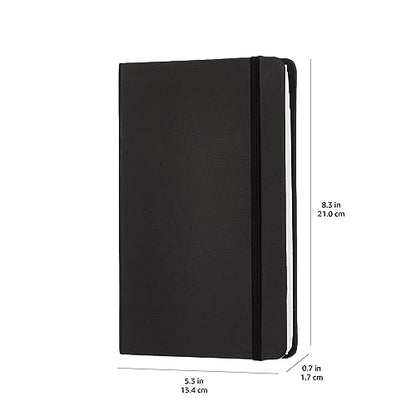 Amazon Basics Classic Blank Notebook, Hardcover, 240 Pages, 5" x 8.25", Black - size: 1 Pack, style: Unruled