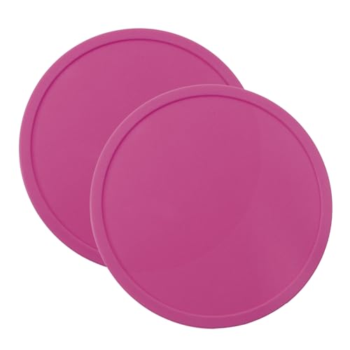 ONLYKXY 2pcs Silicone Round Bar Coaster Tea Coaster Modern Cup Drink Mat Plate Creative Rug Mug Pad for Table Countertop Desk Cold Hot Drink Beverage Coffee Tea Kitchen Home Decor (Rose Red) - color: Rose Red