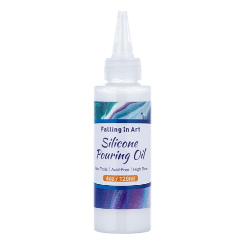 Falling in Art 4 Oz Silicone Pouring Oil, Cell Activator for Acrylic Pouring, 100% Pure Silicone Medium Compatible with Acrylic or Watercolor Painting - size: 4.05 Fl Oz (Pack of 1)