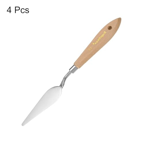 HARFINGTON 4pcs 15# Painting Palette Knife Pointy Stainless Steel Art Spatula Painting Pallet Knives Scrapers Tools with Plastic Handle for Acrylic Oil Canvas Mixing Spreading - size: 85mm x 27mm