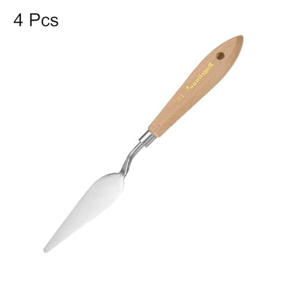 HARFINGTON 4pcs 15# Painting Palette Knife Pointy Stainless Steel Art Spatula Painting Pallet Knives Scrapers Tools with Plastic Handle for Acrylic Oil Canvas Mixing Spreading - size: 85mm x 27mm