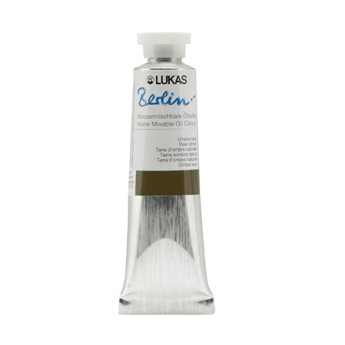 Lukas Berlin Pro Artists Water Mixable Oil Paint 37 ml Tube Raw Umber, Water Soluble, Lightfast Pigments, Quick Drying, Easy Clean-Up, Eco-Friendly, Professional Quality, 40 Color Range - color: Raw Umber, size: 1.25 Fl Oz (Pack of 1)