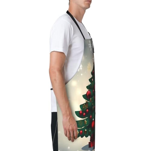 Cartoon heart sun Heavy Duty Waterproof Apron with Pockets for AdultsResistant Grilling, Gardening, Painting - color: Christmas Gift Tree