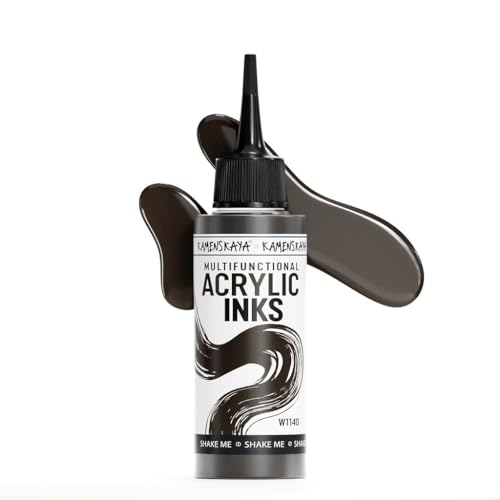 KAMENSKAYA Acrylic Inks for Artists - Dark Brown Acrylic Ink, 3.38 Fl Oz (100 ml) - color: Dark Brown