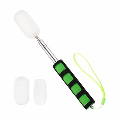 PATIKIL 41" Telescoping Sponge Stick for Pottery, Retractable Ceramic Sponge Tool with 2pcs Head for Removing Excess Water from Tall and Narrow Pottery, White/Green(1.18/1.57"W) - color: White/Green
