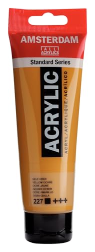Amsterdam Standard Series Acrylic Paint Tube, Yellow Ochre 227, 4 fl oz | Vibrant Color with Acrylic Resin Binder, High Lightfastness, Water-Based, Strong Coverage, Visible Brush Strokes - color: Yellow Ochre, size: 4.06 Fl Oz (Pack of 1)