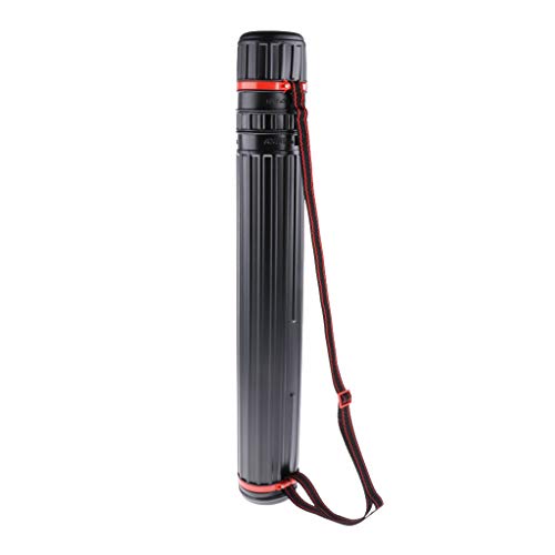 Drawing Tube Blueprint Case Telescoping Art Tube Middle Plastic Black Storage Tube Expands from 20 to 35 Inches Waterproof Poster Tube with Strap