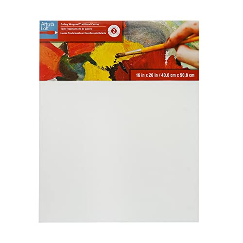 Artist's Loft 24" x 36" Level 2 Gallery Wrapped Traditional Canvas - Archival, Acid Free Cotton Canvas for Paint, Acrylic, & Oils - Bulk 12 Pack - size: 16 x 20