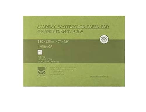 Watercolor Paper Block, BAOHONG Academy Grade Watercolor Block, 100% Cotton, Acid-Free, 140LB/300GSM, Cold Press Textured, 20 Sheets per Block (Cold Press 4.9" x7“”) - size: Cold Press 4.9" x 7"