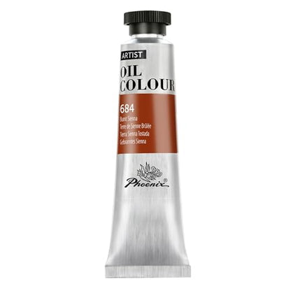 PHOENIX Burnt Sienna Oil Paint - 40ml / 1.35 Fl oz. Single Tube - Artist Quality Oil Based Paint for Professionals - color: Burnt Sienna