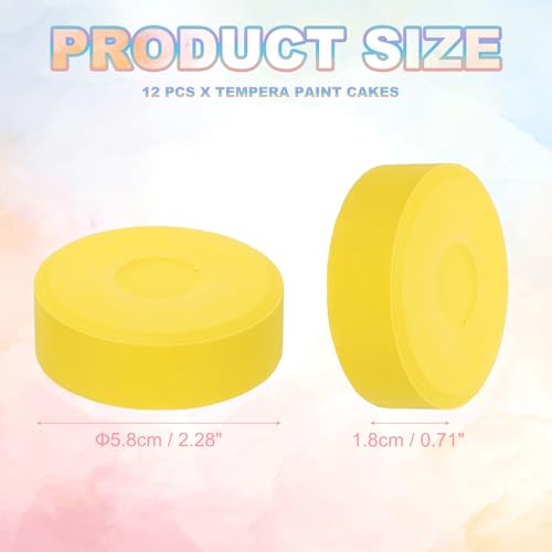 PATIKIL 12 Pcs Tempera Cakes, 2.3"x0.7" Washable Tempera Paint Cakes Blocks Bulk Large Art Supplies Watercolor for Artists Art Painting Drawing DIY Crafting, Dark Yellow - color: Dark Yellow