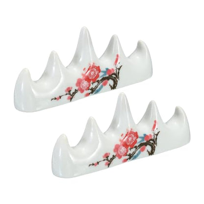 PATIKIL Calligraphy Writing Brush Rack, 2 Pack 4 Ports Ceramic Chinese Calligraphy Brush Pen Holder Stand Rest Tool for Writing Painting Brushes, White