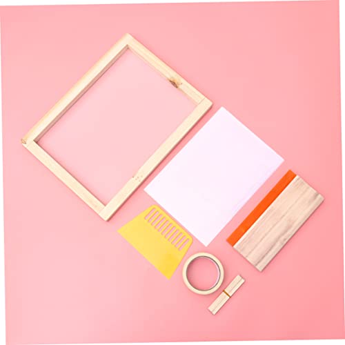 EXAOMBLE Family-Friendly Silk Screen Printing Kit Frame Squeegees Transparency Film Mask Tape