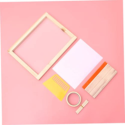 EXAOMBLE Family-Friendly Silk Screen Printing Kit Frame Squeegees Transparency Film Mask Tape