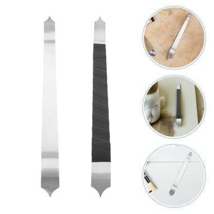 Sewroro 2pcs Stainless Steel Clay Tools for Pottery and Ceramic Sculpture, Fish Scale Texture Carving Knives for Artists and Hobbyists, Clay Cutting and Smoothing Supplies for Modeling