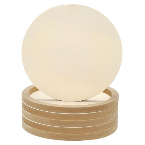 PATIKIL 12" Round Wood Canvas Panels, 6pcs Unfinished Wood Plaque Disc Circle Board for Craft Projects, Art Painting, Carving, Engraving, DIY - size: 12"