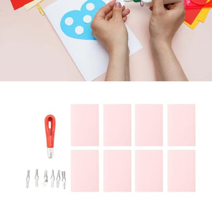 WAHEWUD Stamp Making Kit for Printmaking, Linocut Tools with 8 Rubber Carving Blocks and 6 Blades, Soft Linoleum Cutter Set for DIY Crafts, Scrapbooking Art Hobby