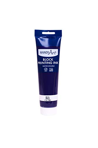 Handy Art Block Printing Ink, Violet, 5 oz Tube, Water-Soluble | Highly Pigmented Vibrant Opaque Color with Superior Transfer Tack, Water Soluble, Certified Safe & AP Non-Toxic, Made in USA - color: Violet, size: 5 Fl Oz