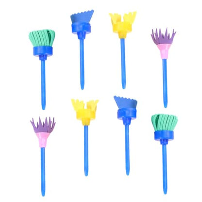 Lurrose 8Pcs Sponge Paint Rollers Set Kids Painting Rolls with Handle Foam Brayers for Drawing Graffiti Art Lessons Craft Projects 4.33In