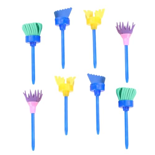 Lurrose 8Pcs Sponge Paint Rollers Set Kids Painting Rolls with Handle Foam Brayers for Drawing Graffiti Art Lessons Craft Projects 4.33In