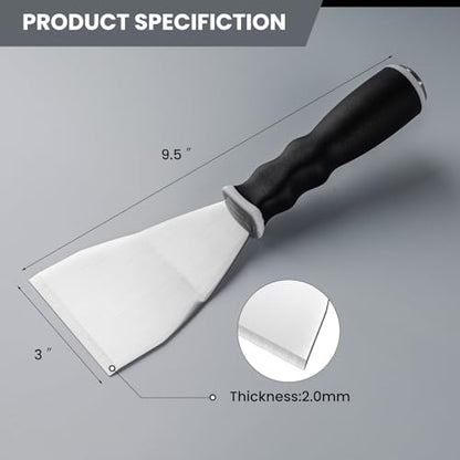 Mister Rui Bent Heavy Duty Scraper, 2 Pack, 3" Bent Paint Scraper with Pole Socket Hammer End, Small Putty Knife Set, Painting Tools - color: Gray-2 Pack