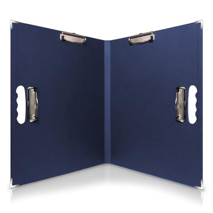 18x24 Clipboard - Foldable 18x24 File Folder & Drawing Board -Folds to 11x17 Clipboard,4 Clips,Corner Protectors, Portable Art Portfolio, Architecture Folder,11x17 Binder, Portfolio Binder (Navy Blue)