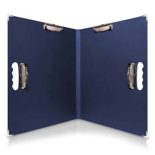 18x24 Clipboard - Foldable 18x24 File Folder & Drawing Board -Folds to 11x17 Clipboard,4 Clips,Corner Protectors, Portable Art Portfolio, Architecture Folder,11x17 Binder, Portfolio Binder (Navy Blue)