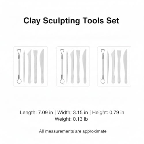 Clay Sculpting Tools Set, 5-Piece Plastic Modeling Kit for Shaping Soft Clay and Resin, Starter Craft Supplies (Set of 5)