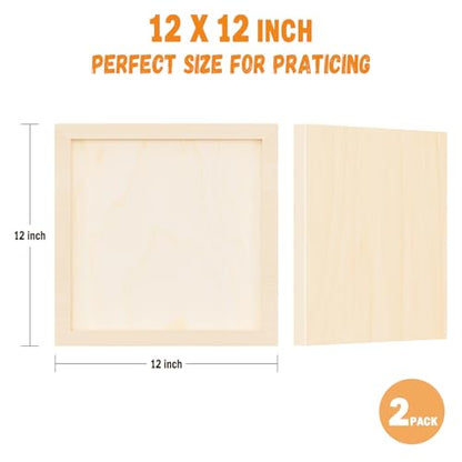 Wood Panels for DIY Painting - Christmas Crafts & Home Décor | 12x12 Inch Canvas Wood Boards, Unfinished Wooden Canvas for Adults (3-Pack) - size: 12*12-3