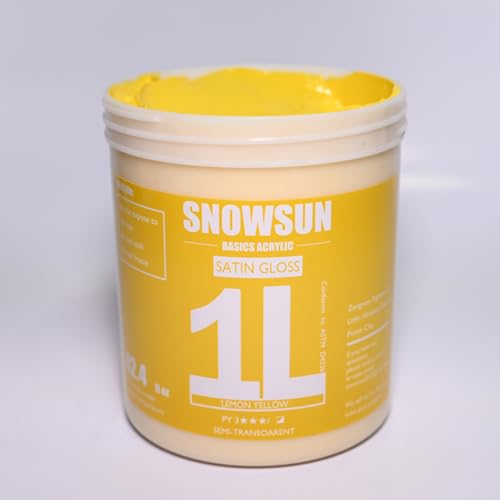 SNOWSUN Lemon Yellow Acrylic Paint, Large Bulk Heavy Body Acrylic Paint ( 1L，About a quarter of a gallon) - Non Toxic Gloss Thick Art Paint for Multi-Surface, Canvas Wood Ceramic and Leather, Stone Craft, for Artists & Beginners - color: lemon-yellow