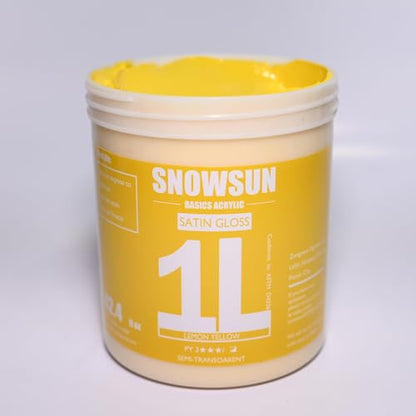 SNOWSUN Lemon Yellow Acrylic Paint, Large Bulk Heavy Body Acrylic Paint ( 1L，About a quarter of a gallon) - Non Toxic Gloss Thick Art Paint for Multi-Surface, Canvas Wood Ceramic and Leather, Stone Craft, for Artists & Beginners - color: lemon-yellow