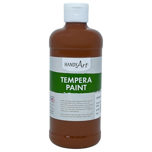 Handy Art Premium Tempera Paint, Brown, 16 oz Pint Bottle | Matte Finish, High Quality Pigments with Superior Opacity, Smooth & Bright Mixable Colors, Safe & Non-Toxic, Made in USA - color: Brown, size: 16 Fl Oz