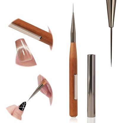 1 Piece 3-in-1 Nail Art Pen, Liner Brush for Fine Detailing and Smooth Lines, Cat Eye Magnet for Nails, Nail Magnet for Cat Eye Gel Polish - color: Liner Brush&Nail Magnet