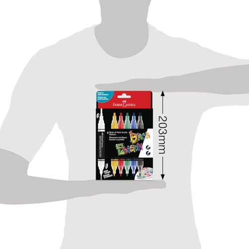 Faber-Castell Shake & Paint Markers: Classic - 6 Count Dual Tip Acrylic Paint Pens, Permanent Fabric and Art Markers, Paint Markers for Wood, Art Supplies - style: Classic