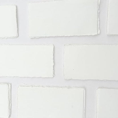 E-Tailor Premium Handmade Ivory White Paper 150 GSM Deckle Edge Mixed Media Sheets for Watercolour, Calligraphy, Writing, Invitations & Crafts – Recycled Cotton Rag Paper Pack of 50– 4x9” - size: 4x9"