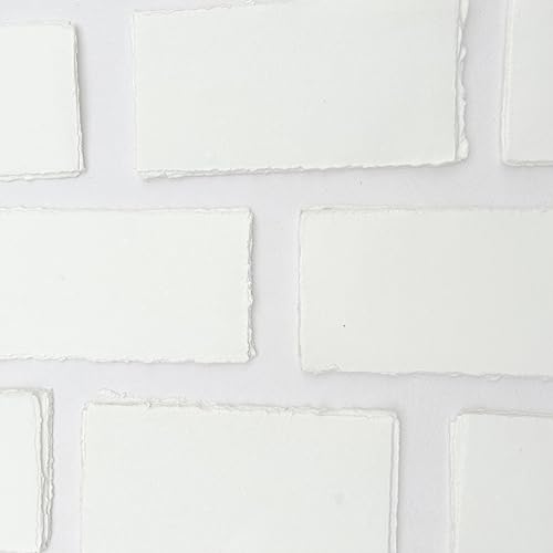 E-Tailor Premium Handmade Ivory White Paper 150 GSM Deckle Edge Mixed Media Sheets for Watercolour, Calligraphy, Writing, Invitations & Crafts – Recycled Cotton Rag Paper Pack of 50– 4x9” - size: 4x9"