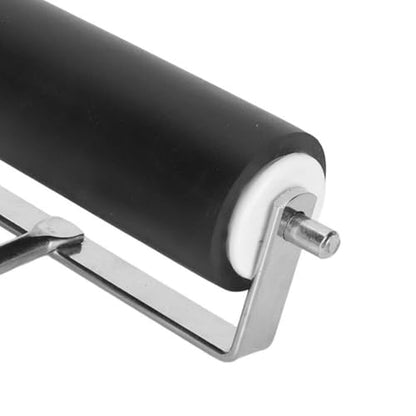 10cm Hard Rubber Printmaking Roller with Wooden Handle, Handheld Ink Rolling Tool Suitable for Woodblock Printing and Handmade Art Pigment Coating