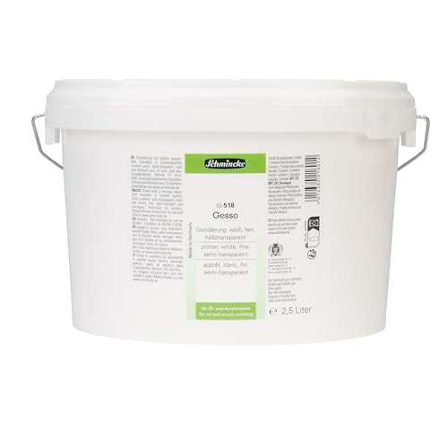 Schmincke - Gesso, 50 518 062, 2,5l, white, semi-transparent, lightfast and age-resistant primer for oil and acrylic paints, ready-to-use, primer for canvases - size: 84.54 Fl Oz (Pack of 1)