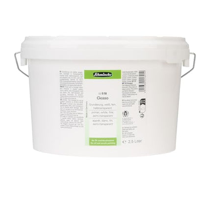 Schmincke - Gesso, 50 518 062, 2,5l, white, semi-transparent, lightfast and age-resistant primer for oil and acrylic paints, ready-to-use, primer for canvases - size: 84.54 Fl Oz (Pack of 1)