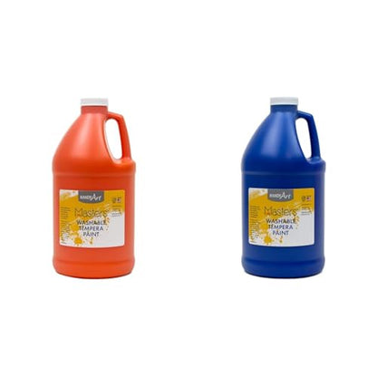 Handy Art Little Masters Washable Tempera Paint, 64 Fl Oz (Pack of 2), Orange and Blue