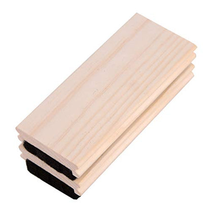 Uncle Paul Pine Wood Felt Campus Style Eraser - 2 PCS Cleaner Duster for Blackboard Whiteboard Chalk Eraser Office School Supply Engravable DIY Gift - color: 2 X Pine Wood Chalk Eraser, size: 2 Count (Pack of 1)