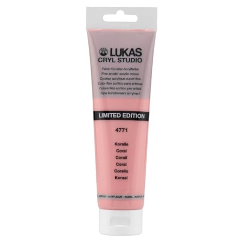 Lukas CRYL Studio Artist Acrylic Paint, Coral, 125 ml Tube - High Pigment Acrylic Paints for Canvas Painting, Large Scale Works - Medium-Viscosity, Water-Mixable, Fast Drying - color: Coral, size: 4.23 Fl Oz (Pack of 1)