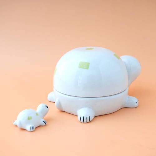 Turtle-Shaped Ceramic Paint Palette, with Removable Top Cover as Water Bowl | Wet Palette for Acrylic Painting with Brush Rest, Cute Desktop Decorations for Ocean Lovers, Creative Gifts for Artists
