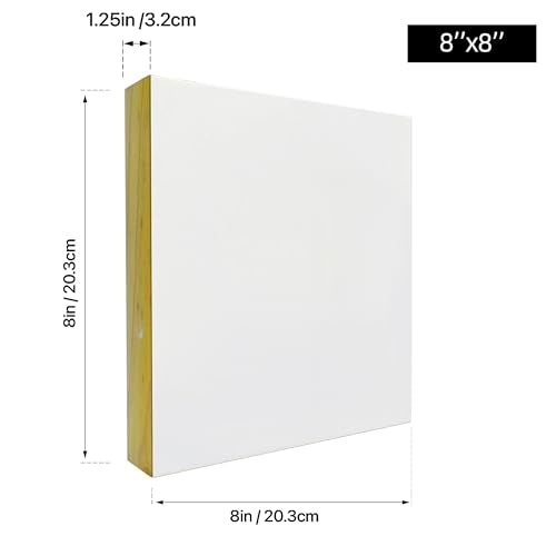 FEAT Gesso Wood Panel 8" x 8", 1-1/4" Cradled Profile for Oil and Acrylic Paintings
