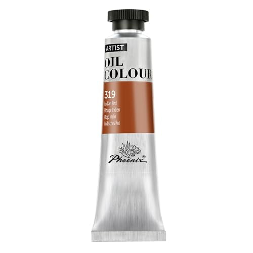 PHOENIX Indian Red Oil Paint - 40ml / 1.35 Fl oz. Single Tube - Artist Quality Oil Based Paint for Professionals - color: Indian Red
