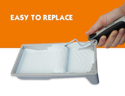 ROLLINGDOG 4 Inch Paint Roller - 4" Microfiber Jumbo Mini Paint Roller 3/8” Nap,Paint Tray with Disposable Liners - color: Microfiber Roller With Tray