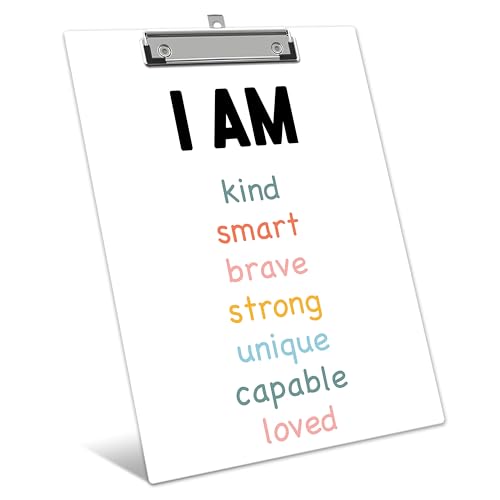Mental Health Clipboard, Affirmation ClipBoards with Low Profile Clip for Toddler Kids Students, Therapist ClipBoards Suitable for School Office, 13" x 9.4" Size - C07 - style: I Am Kind Smart